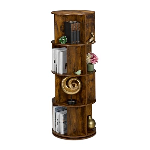 Relaxdays Bücherregal drehbar, 20 Fächer, H x D: 137 x 50 cm, Industrial, Drehregal für Bücher & DVDs, Bücherturm, braun, 4 Ebenen Relaxdays Bücherregal drehbar, 20 Fächer, H x D: 137 x 50 cm, Industrial, Drehregal für Bücher & DVDs, Bücherturm, braun, 4 Ebenen von Relaxdays