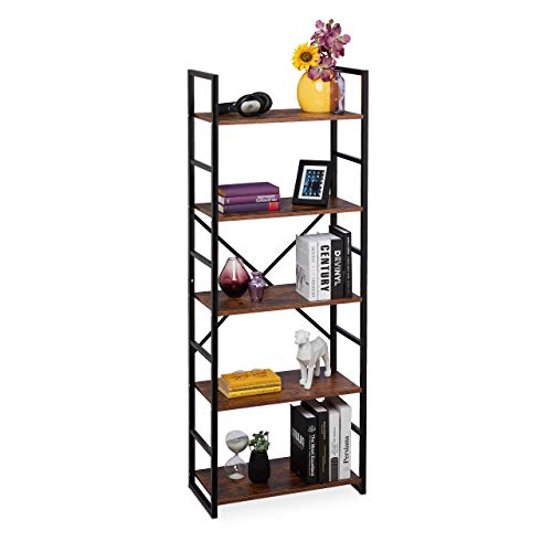 Relaxdays Bücherregal mit 5 Ebenen, Industrial, HxBxT: 158,5 x 60 x 30 cm, MDF & Metall, Büro Ordnerregal, braun/schwarz Relaxdays Bücherregal mit 5 Ebenen, Industrial, HxBxT: 158,5 x 60 x 30 cm, MDF & Metall, Büro Ordnerregal, braun/schwarz von Relaxdays