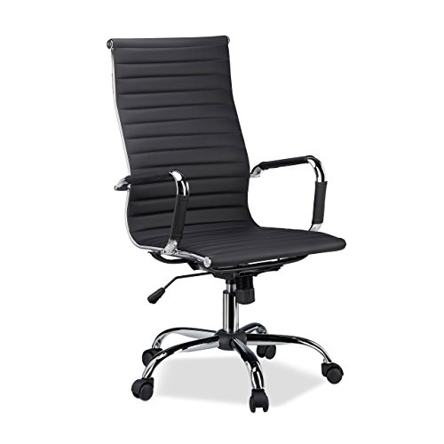 Relaxdays Bürostuhl, höhenverstellbarer Drehstuhl, ergonomisch, bequem, 120 kg belastbar, HBT: 116 x 65 x 65 cm, schwarz von Relaxdays