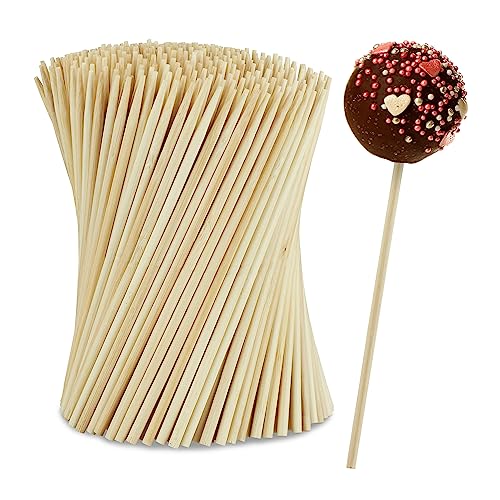 Relaxdays Cake Pop Stiele, 250 Stück, 15 cm lang, Lollipop Sticks aus Bambus, Popcake Stäbchen, Kuchen am Stiel, Natur von Relaxdays