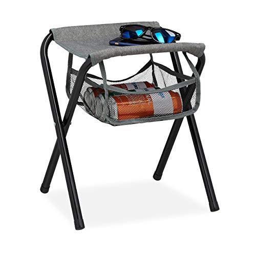 Relaxdays Campinghocker mit Tasche, faltbar, ohne Lehne, Camping, Garten, tragbarer Sitzhocker, HBT 40x35x30 cm, grau von Relaxdays