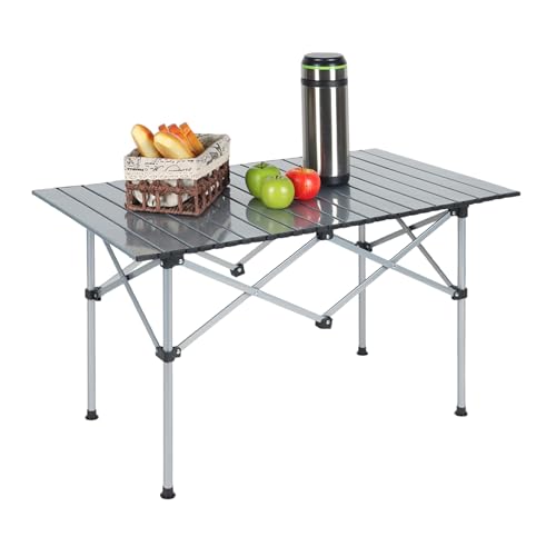 Relaxdays Campingtisch, Faltbarer Beistelltisch, HBT 55 x 95 x 53 cm, Camping & Picknick, Klapptisch Stahl, Silber von Relaxdays