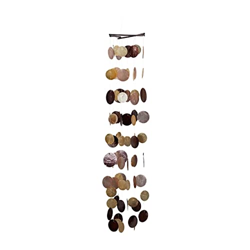 Relaxdays Capiz Windspiel mit Muschel-Girlanden, Perlen, maritimes Holz Klangspiel für Garten, Balkon, 117 cm lang, bunt von Relaxdays