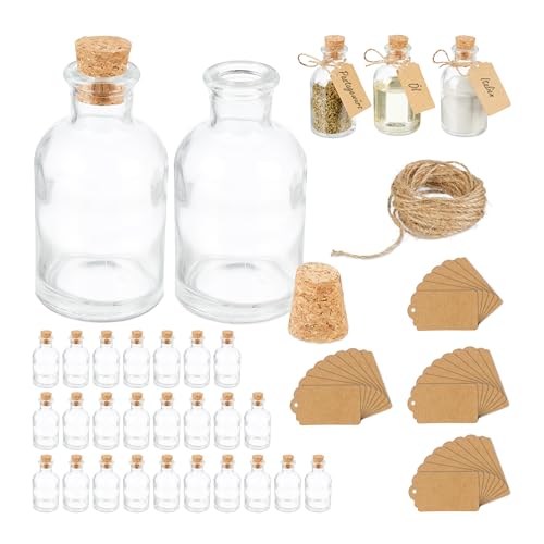Relaxdays Dekogläser 30er Set, Glasflaschen mit Korken, 60 ml, zum Befüllen mit Deko, Gewürzgläser, transparent/Natur von Relaxdays