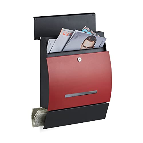 Relaxdays Design Briefkasten mit Zeitungsfach, Pulverbeschichtet, HxBxT: 45 x 35 x 11 cm, Wandbriefkasten, schwarz-rot Relaxdays Design Briefkasten mit Zeitungsfach, Pulverbeschichtet, HxBxT: 45 x 35 x 11 cm, Wandbriefkasten, schwarz-rot von Relaxdays
