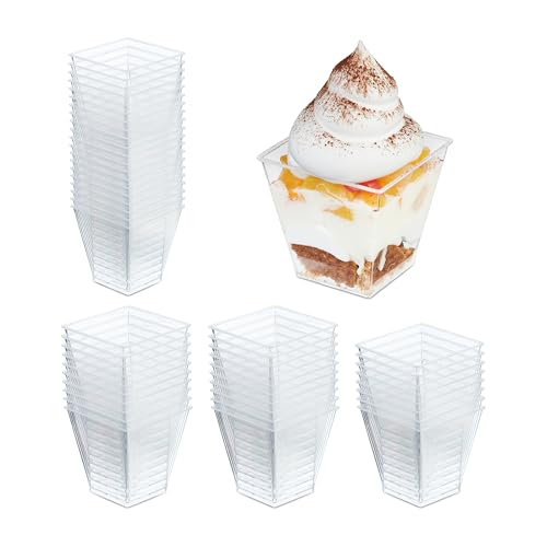 Relaxdays Dessertschalen 50er Set, 240 ml, wiederverwendbar, Nachtischschale für EIS & Tiramisu, Kunststoff, transparent von Relaxdays