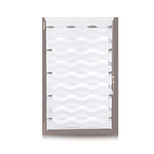 Relaxdays Doppelrollo Klemmfix, ohne Bohren, Blickschutzgrad variierbar, Gesamt: 85 x 150 cm, Stoffbreite 81 cm, weiß von Relaxdays