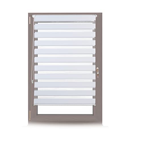 Relaxdays Doppelrollo Klemmfix ohne bohren, Seitenzugrollo mit Streifen, Duo-Rollo für Fenster, Stoff 86x156 cm, weiß Relaxdays Doppelrollo Klemmfix ohne bohren, Seitenzugrollo mit Streifen, Duo-Rollo für Fenster, Stoff 86x156 cm, weiß von Relaxdays