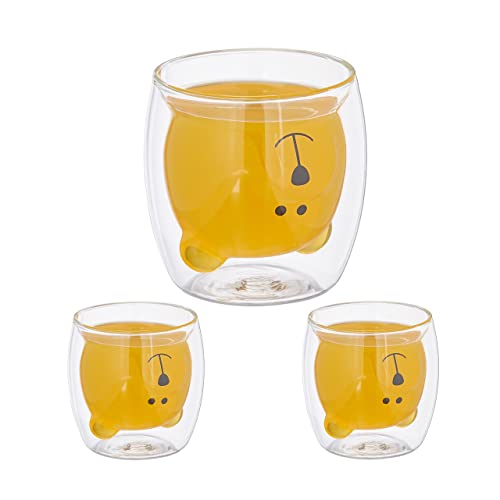 Relaxdays Doppelwandige Gläser Bär, 3er Set, Eisbär Tasse, 300 ml, Borosilikatglas, Isolierglas Teddy, transparent, 10042281 von Relaxdays