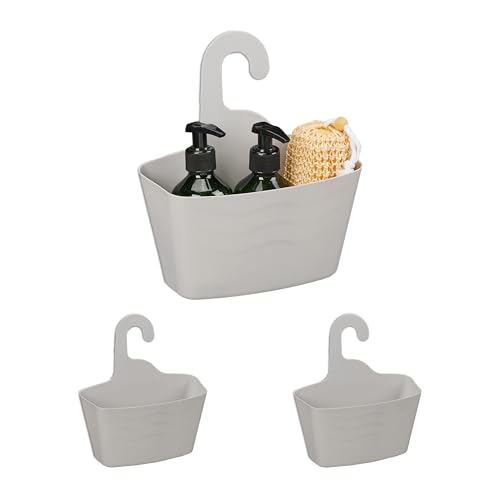 Relaxdays Duschkorb zum Hängen, 3er Set, ohne Bohren, Kunststoff, Duschablage Shampoo & Duschgel, Duschorganizer, grau Relaxdays Duschkorb zum Hängen, 3er Set, ohne Bohren, Kunststoff, Duschablage Shampoo & Duschgel, Duschorganizer, grau von Relaxdays