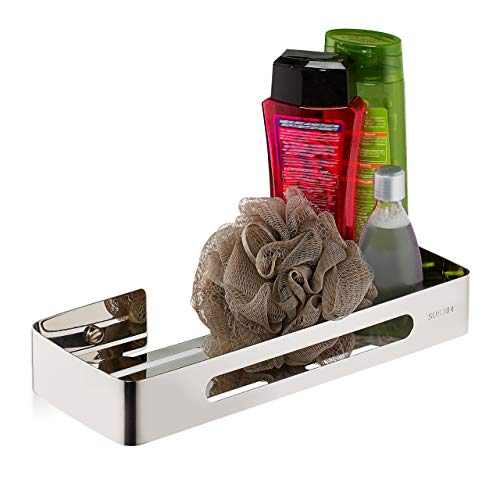 Relaxdays Duschregal, glänzender Edelstahl, für Shampoo & Duschgel, HBT: 4,5 x 31 x 12 cm, hängende Duschablage, silber von Relaxdays