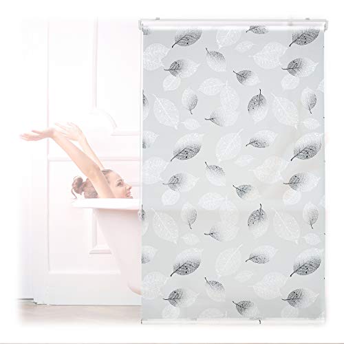 Relaxdays Duschrollo, 100 x 240 cm, Blatt Muster, Seilzug, flexible Montage, Duschvorhang für Badewanne, schwarz-weiß Relaxdays Duschrollo, 100 x 240 cm, Blatt Muster, Seilzug, flexible Montage, Duschvorhang für Badewanne, schwarz-weiß von Relaxdays