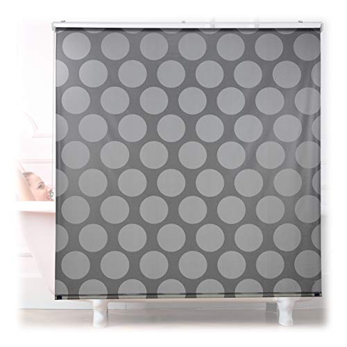 Relaxdays Duschrollo, 160x240 cm, Seilzugrollo für Dusche & Badewanne, Badrollo wasserabweisend, Decke & Fenster, grau von Relaxdays