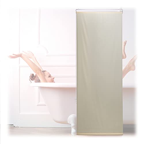 Relaxdays Duschrollo, 60x240 cm, Seilzugrollo für Dusche & Badewanne, Decke & Fenster, Badrollo wasserabweisend, beige von Relaxdays