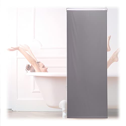 Relaxdays Duschrollo, 60x240 cm, Seilzugrollo für Dusche & Badewanne, Decke & Fenster, Badrollo wasserabweisend, grau, 10034185_1052 von Relaxdays