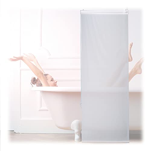 Relaxdays Duschrollo, 60x240 cm, Seilzugrollo für Dusche & Badewanne, Decke & Fenster, Badrollo wasserabweisend, weiß, 10034183_1052 von Relaxdays