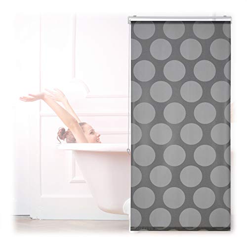 Relaxdays Duschrollo, 80x240 cm, Seilzugrollo für Dusche & Badewanne, Badrollo wasserabweisend, Decke & Fenster, grau von Relaxdays