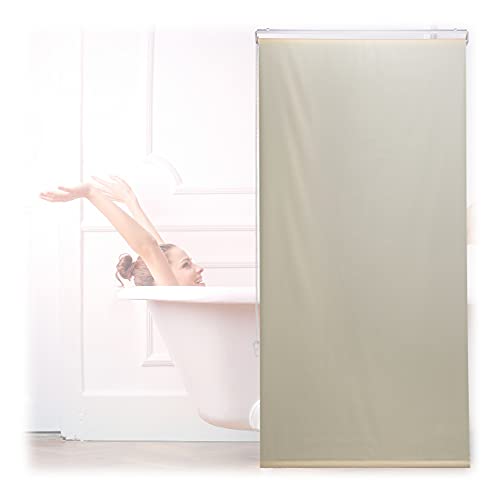 Relaxdays Duschrollo, 80x240 cm, Seilzugrollo für Dusche & Badewanne, Decke & Fenster, Badrollo wasserabweisend, beige von Relaxdays