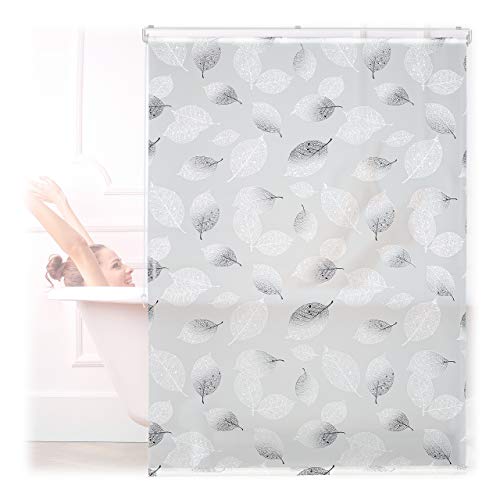 Relaxdays Duschrollo, Blatt Muster, Seilzug, Flexible Montage, Duschvorhang für Badewanne, schwarz-weiß, 120 x 240 cm Relaxdays Duschrollo, Blatt Muster, Seilzug, Flexible Montage, Duschvorhang für Badewanne, schwarz-weiß, 120 x 240 cm von Relaxdays
