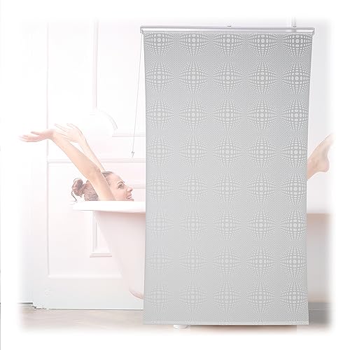 Relaxdays Duschrollo, semitransparenter Badvorhang, Badewanne u. Dusche, 140x240cm, wasserabweisend, Deckenmontage, weiß von Relaxdays