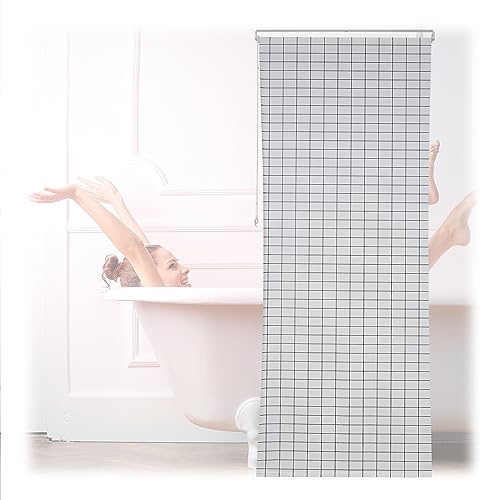 Relaxdays Duschrollo, semitransparenter PVC Badvorhang, Badewanne u. Dusche, 100 x 240 cm, wasserabweisend, weiß/schwarz von Relaxdays