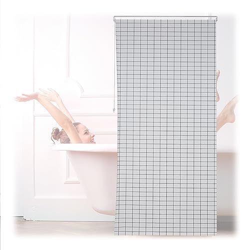 Relaxdays Duschrollo, semitransparenter PVC Badvorhang, Badewanne u. Dusche, 120 x 240 cm, wasserabweisend, weiß/schwarz von Relaxdays