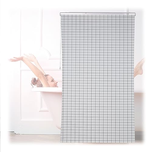 Relaxdays Duschrollo, semitransparenter PVC Badvorhang, Badewanne u. Dusche, 140 x 240 cm, wasserabweisend, weiß/schwarz von Relaxdays