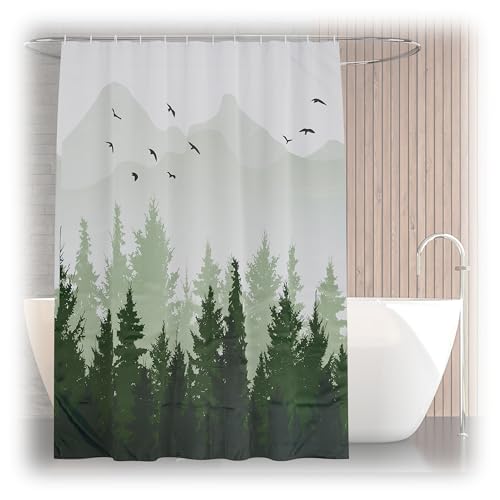Relaxdays Duschvorhang Tannenwald, Bad Vorhang 180x200, Anti-Schimmel, waschbar, 12 Ringe, Badewannenvorhang, Mehrfarbig Relaxdays Duschvorhang Tannenwald, Bad Vorhang 180x200, Anti-Schimmel, waschbar, 12 Ringe, Badewannenvorhang, Mehrfarbig von Relaxdays