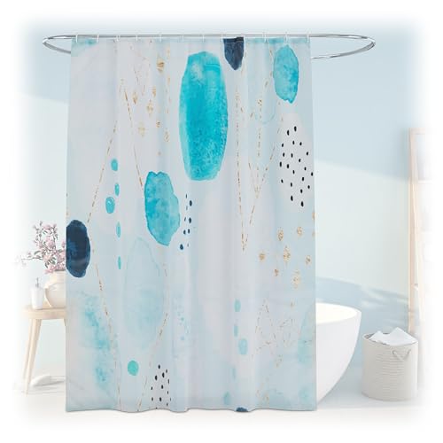 Relaxdays Duschvorhang mit Muster, Bad Vorhang 180x200, Anti-Schimmel, waschbar, 12 Ringe, Badewannenvorhang, Mehrfarbig, Blau-Gold Relaxdays Duschvorhang mit Muster, Bad Vorhang 180x200, Anti-Schimmel, waschbar, 12 Ringe, Badewannenvorhang, Mehrfarbig, Blau-Gold von Relaxdays