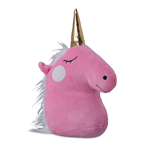 Relaxdays Einhorn Türstopper, Stoff & Sand, Türpuffer für Boden, innen, 28 cm hoch, schwer, Deko Türsack Tier, pink/Gold von Relaxdays