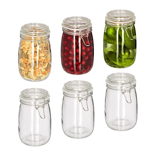 Relaxdays Einmachgläser, 6er Set, 1 l, Deckel & Bügelverschluss, Einkochen & Aufbewahren, Vorratsgläser, transparent, 17 x 11 x 15 cm, 6 Relaxdays Einmachgläser, 6er Set, 1 l, Deckel & Bügelverschluss, Einkochen & Aufbewahren, Vorratsgläser, transparent, 17 x 11 x 15 cm, 6 von Relaxdays