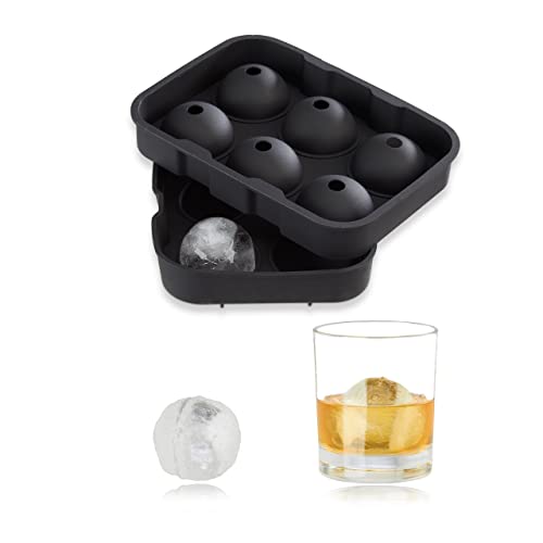 Relaxdays Eiskugelform Silikon, für 4,5 cm Eiskugeln, 2-teilig, Portionierer mit Deckel, HxBxT: 5 x 18 x 13 cm, schwarz von Relaxdays