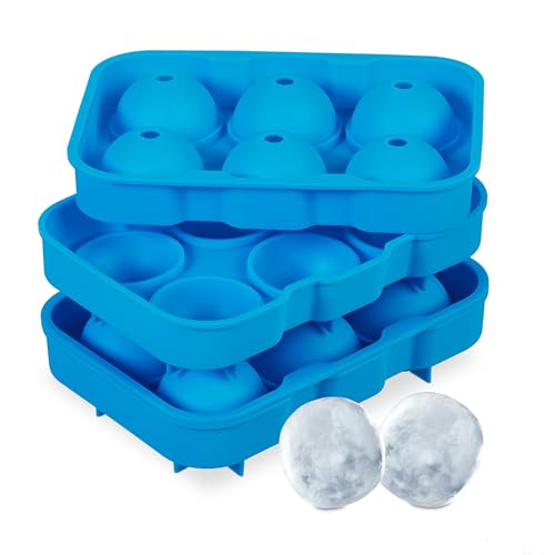 Relaxdays Eiswürfelform, 2er Set, 4,5 cm Kugeln, wiederverwendbar, aus Silikon, 6 einzelne Eiskugeln, Eisgießform, blau von Relaxdays