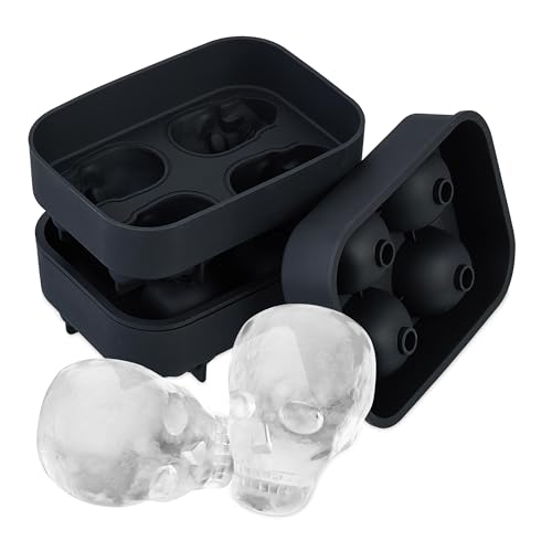 Relaxdays Totenkopf Eiswürfelform, 2er Set, Silikon, Halloween, 4 einzelne Totenköpfe, Eisgießform, Gothic-Stil, schwarz Relaxdays Totenkopf Eiswürfelform, 2er Set, Silikon, Halloween, 4 einzelne Totenköpfe, Eisgießform, Gothic-Stil, schwarz von Relaxdays