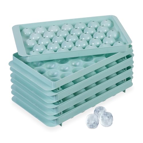 Relaxdays Eiswürfelform rund, 4er Set, wiederverwendbar, 2,5 cm Kugeln, 33 einzelne Eiskugeln, Eisgießform, PP, türkis von Relaxdays