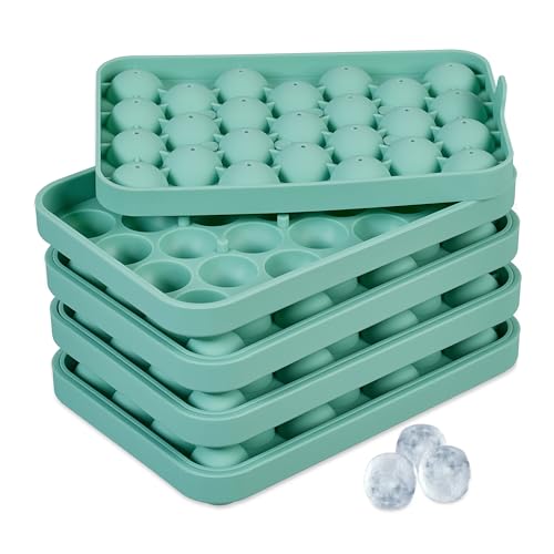 Relaxdays Eiswürfelform rund, 4er Set, wiederverwendbare Silikonform, je 25 Eiskugeln mit Ø 2,5 cm, Eisgießform, türkis von Relaxdays