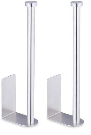 Relaxdays Ersatzrollenhalter, selbstklebend, 2 Ersatzrollen, H x B x T: 26 x 4,5 x 7,5 cm, Klopapierhalter Wand, Silber (Packung mit 2) von Relaxdays
