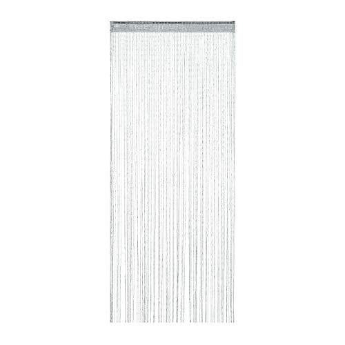 Relaxdays Fadenvorhang Glitzer, 90x245 cm, kürzbar, Tunneldurchzug, für Türen & Fenster, waschbar, Fadengardine, Silber von Relaxdays