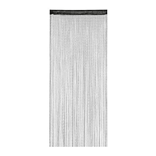 Relaxdays Fadenvorhang Glitzer, 90x245 cm, kürzbar, Tunneldurchzug, für Türen & Fenster, waschbar, Fadengardine, schwarz, Polyester von Relaxdays