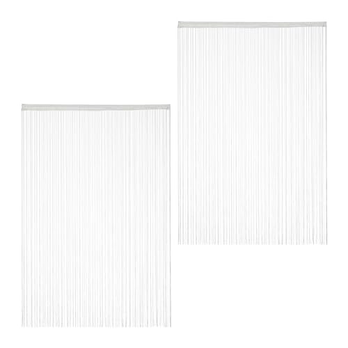 Relaxdays Fadenvorhang im 2er Set, kürzbare Fadengardinen mit Stabtunnel, 145 x 245 cm, Türgardine & Raumteiler, weiß von Relaxdays