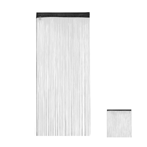 Relaxdays Fadenvorhang im 2er Set, kürzbare Fadengardinen mit Stabtunnel, 90 x 245 cm, Türgardine & Raumteiler, schwarz von Relaxdays