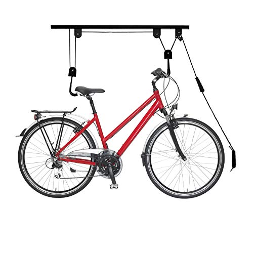 Relaxdays Fahrradlift, bis 20 kg, Deckenlift mit Seilzug, Stahl, für Garage & Keller, Fahrrad Deckenhalterung, schwarz, 1 Stück von Relaxdays