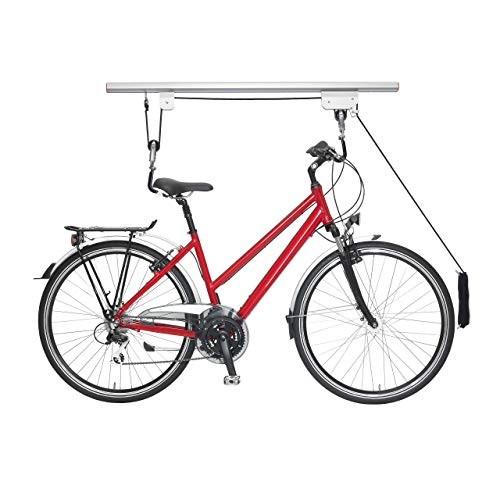 Relaxdays Fahrradlift, bis 20 kg, Deckenlift mit Seilzug, für Garage & Keller, Fahrrad Deckenhalterung, Silber/schwarz, 1 Stück von Relaxdays