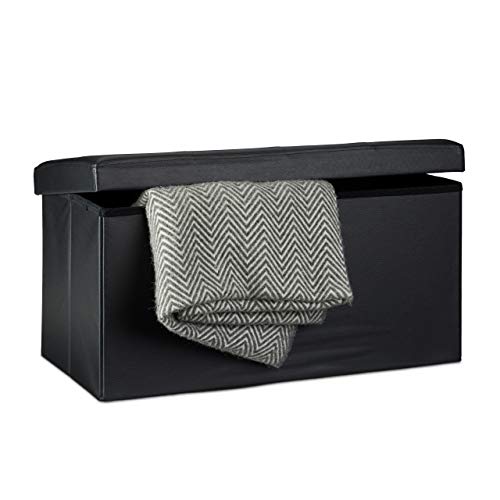Relaxdays Faltbare Sitzbank, 38 x 76 x 38 cm HxBxT, 2-Sitzer m. Stauraum, Kunstleder Sitzhocker 300 kg belastbar, schwarz Relaxdays Faltbare Sitzbank, 38 x 76 x 38 cm HxBxT, 2-Sitzer m. Stauraum, Kunstleder Sitzhocker 300 kg belastbar, schwarz von Relaxdays