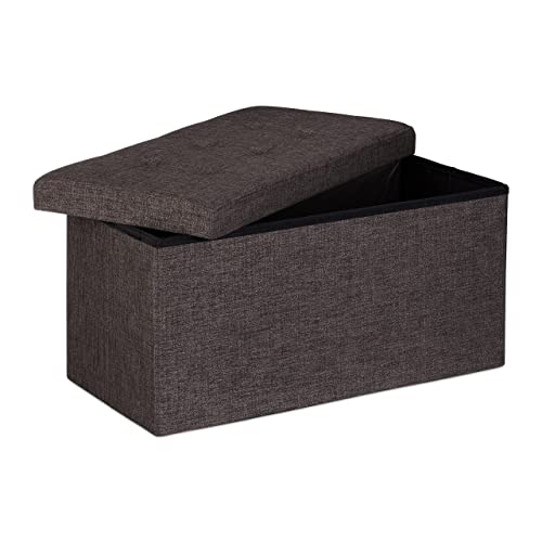 Relaxdays Faltbare Sitzbank XL, mit Stauraum, Sitzcube mit Fußablage, Sitzwürfel als Aufbewahrungsbox, 38x76x38cm, braun von Relaxdays