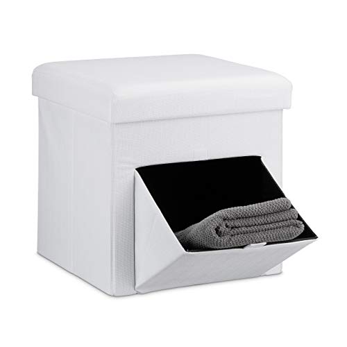 Relaxdays Faltbarer Sitzhocker, Leinen, Sitzwürfel, Aufbewahrungsbox mit Klappe, abnehmbarer Deckel, Sitzcube, stabil, Fußablage, HxBxT 38 x 38 x 38 cm, weiß Relaxdays Faltbarer Sitzhocker, Leinen, Sitzwürfel, Aufbewahrungsbox mit Klappe, abnehmbarer Deckel, Sitzcube, stabil, Fußablage, HxBxT 38 x 38 x 38 cm, weiß von Relaxdays