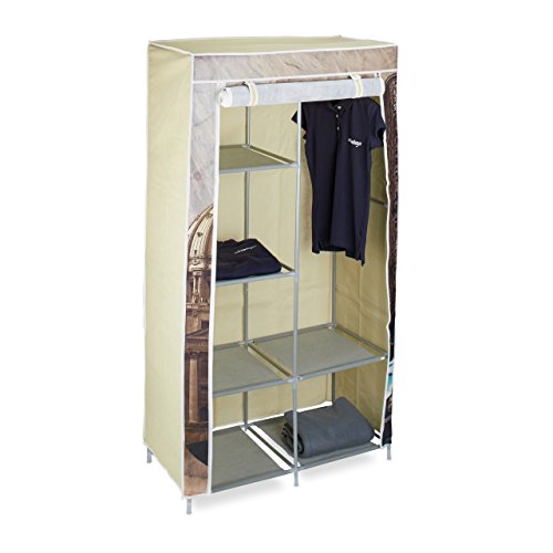 Relaxdays Faltschrank Kapitol HBT: ca. 161 x 83,5 x 42,5cm Kleiderschrank aus Stoff mit 6 Ablagen und Kleiderstange Stoffschrank als Garderobenschrank und Campingschrank nutzbar Wäscheschrank, Capitol von Relaxdays