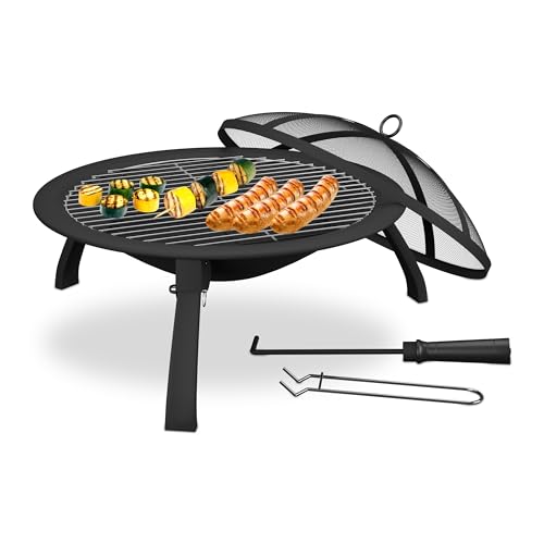 Relaxdays Feuerschale, Ø Schale 51 cm, klappbare Beine, Grillrost, Funkenschutz, Schürhaken, Feuerstelle Garten, schwarz Relaxdays Feuerschale, Ø Schale 51 cm, klappbare Beine, Grillrost, Funkenschutz, Schürhaken, Feuerstelle Garten, schwarz von Relaxdays