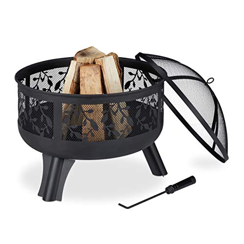 Relaxdays Feuerschale mit Funkenschutz, Garten & Terrasse, mit Schürhaken, Outdoor Feuerkorb, HxD: 60 x 60 cm, schwarz Relaxdays Feuerschale mit Funkenschutz, Garten & Terrasse, mit Schürhaken, Outdoor Feuerkorb, HxD: 60 x 60 cm, schwarz von Relaxdays