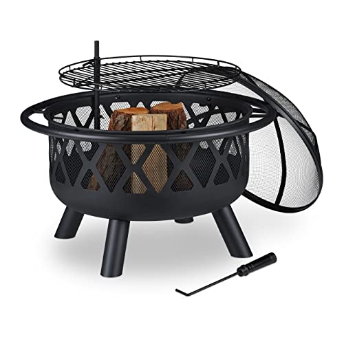 Relaxdays Feuerschale mit Grillrost, Funkenschutz & Schürhaken, Ø 75 cm, Stahl, Feuerstelle Garten & Terrasse, schwarz, 68.5 x 75 x 75 cm Relaxdays Feuerschale mit Grillrost, Funkenschutz & Schürhaken, Ø 75 cm, Stahl, Feuerstelle Garten & Terrasse, schwarz, 68.5 x 75 x 75 cm von Relaxdays